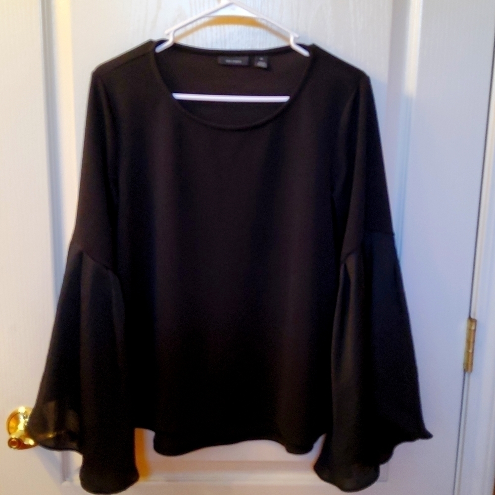 Beautiful Black  Blouse with fancy sleeves! Medium